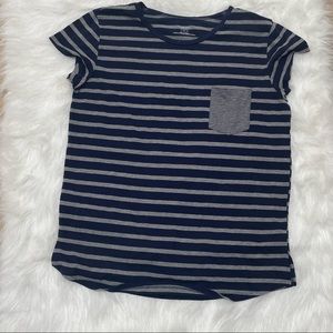Motherhood blue and gray striped Single Pocket Maternity shirt